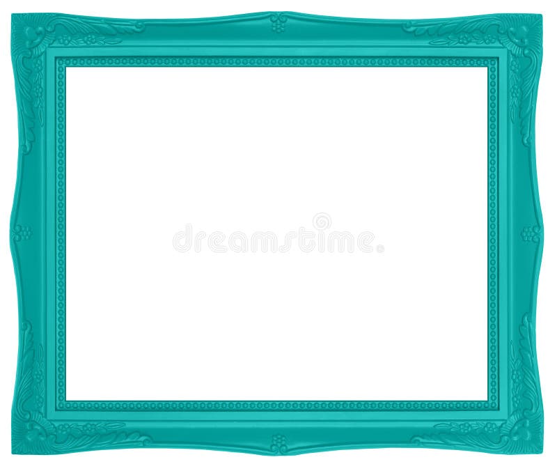 Modern plastic bright green picture frame with antique styling isolated on white background. Modern plastic bright green picture frame with antique styling isolated on white background