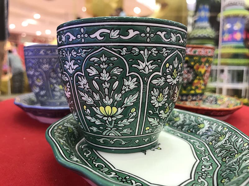 Outstanding and colorful ceramic tea cup in Thailand. Outstanding and colorful ceramic tea cup in Thailand.