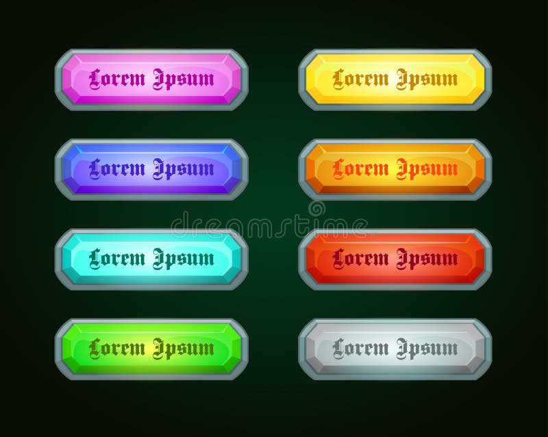 Красочные сияющие горизонтальные шаблоны игры. Красочные сияющие горизонтальные шаблоны на темной предпосылке, имущества игры игры вектора для былинного GUI