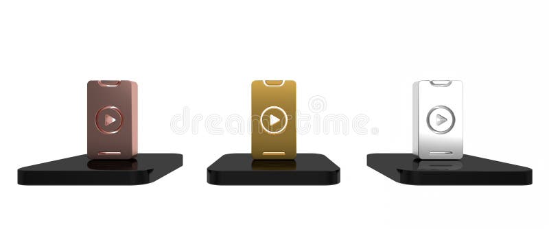 красочный значок видео в Интернете изолирован на белом фоне. смартфон и пленка со знаком 'играть. минимализм иллюстрация штока
