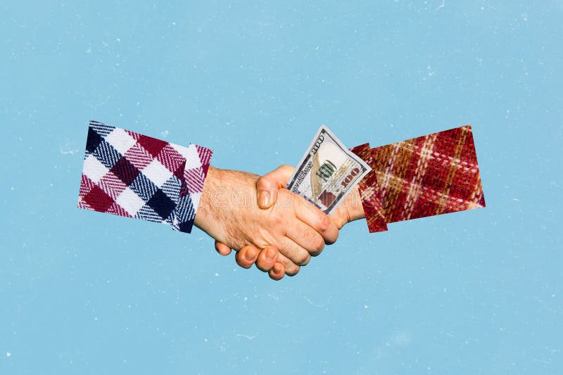 Creative image two man shake hands arms greeting gesture bribe hidden money transfer corruption crime body fragments drawing background. Creative image two man shake hands arms greeting gesture bribe hidden money transfer corruption crime body fragments drawing background.