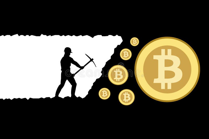 криптодобыча горностроение биткойнчерно-белый простой дизайн бесплатная иллюстрация