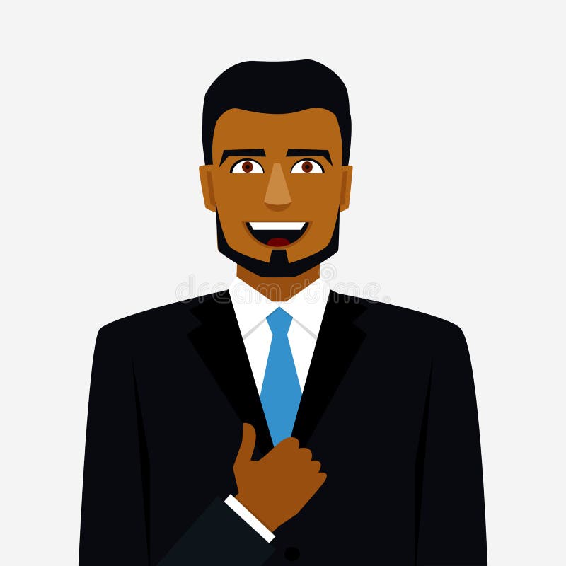 Icon with smiling arab man in suit and thumb up. Icon with smiling arab man in suit and thumb up