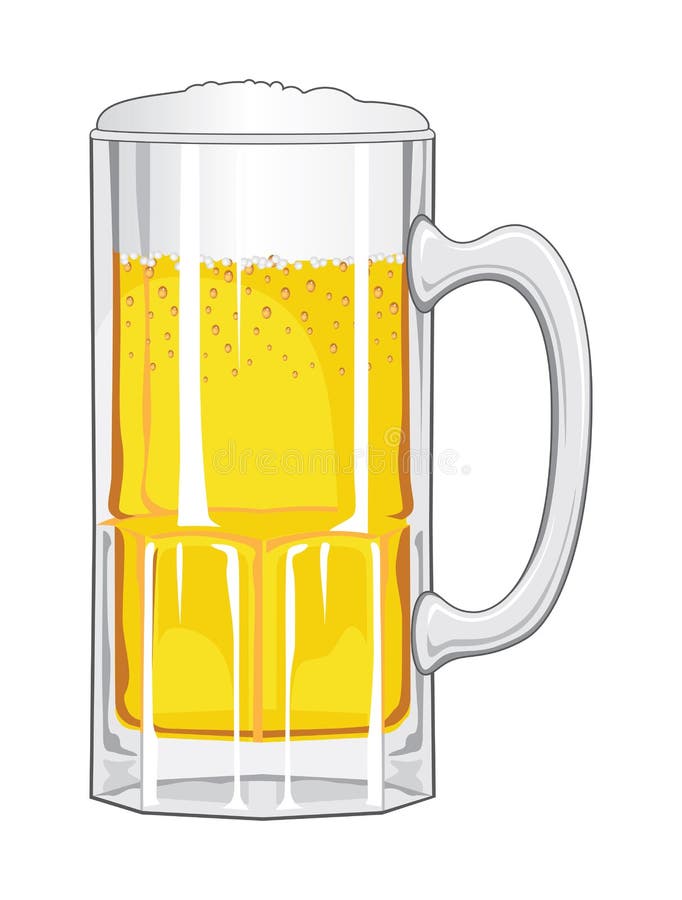 Illustration of a glass mug of beer foaming and sparkling. Illustration of a glass mug of beer foaming and sparkling.