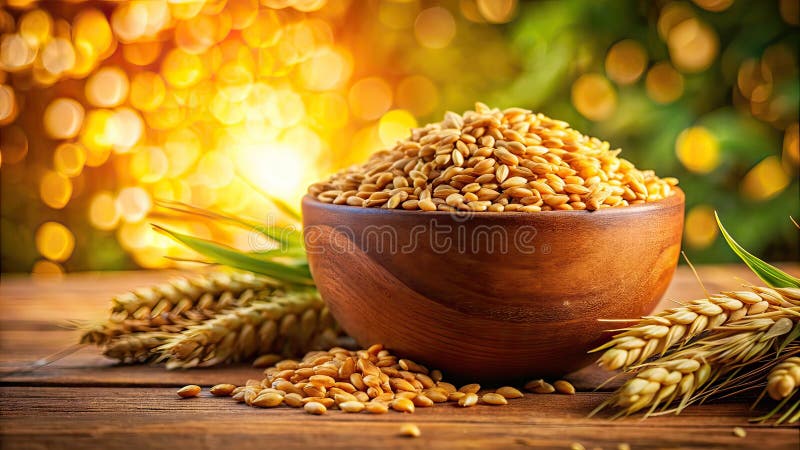 Крупный план, посвященный пшенице: питательный основной продукт питания, символ глобальной продовольственной безопасности и устойч иллюстрация штока