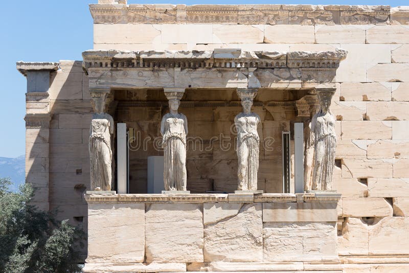 Крылечко кариатид, Erechtheum, акрополь Афин, стоковые фото Крылечко кариатид, Erechtheum, акрополь Афин, стоковые фото