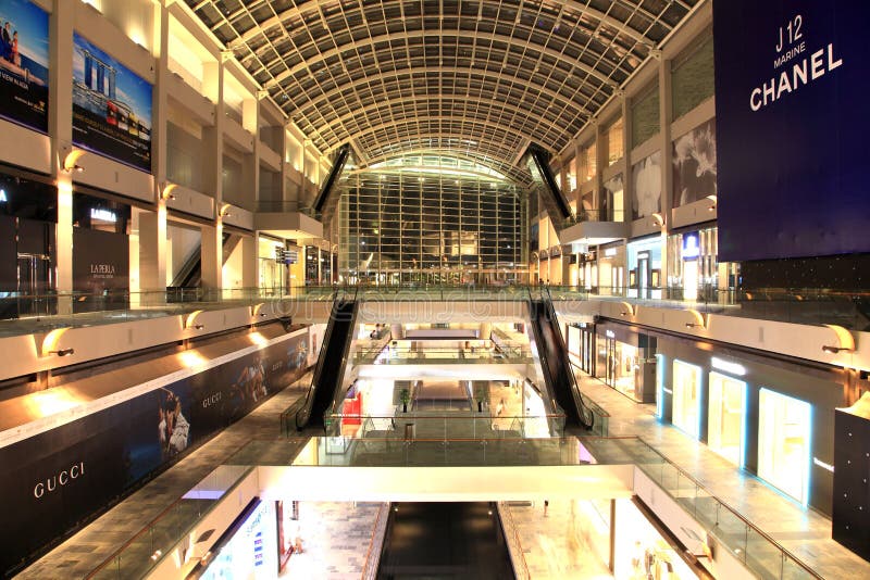 The internal of the Marina Bay Sands Integrated Resort/Casino integrated resort with shopping mall at night, Marina Bay, singapore. The internal of the Marina Bay Sands Integrated Resort/Casino integrated resort with shopping mall at night, Marina Bay, singapore.