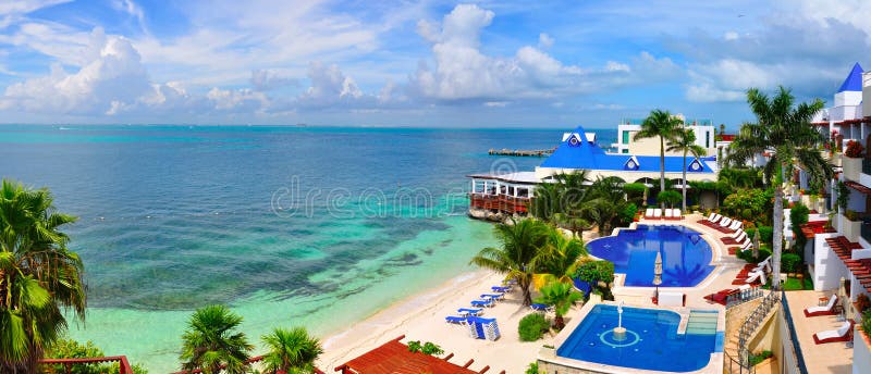 Caribbean beach resort on the island Isla Mujeres, Mexico. Caribbean beach resort on the island Isla Mujeres, Mexico