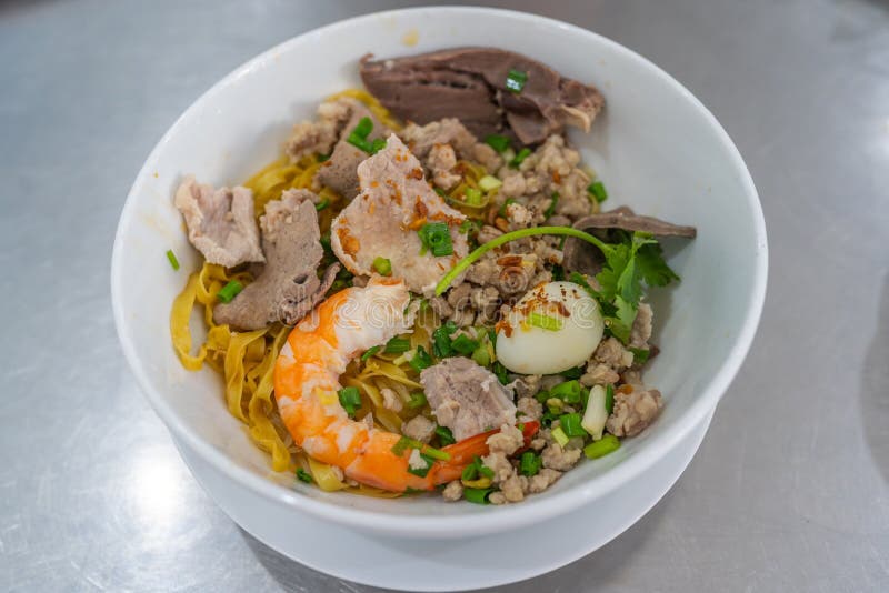 Bowl of tasty shrimp and pork noodle- Vietnamese cuisine. Bowl of tasty shrimp and pork noodle- Vietnamese cuisine