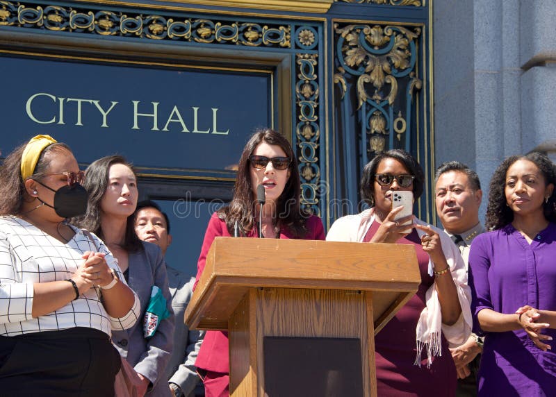 San Francisco, CA - Aug 25, 2022: Catherine Stefani, District 2 Supervisor of San Francisco, speaking at City Hall Women’s Equity Day Register to Vote Press Conference. San Francisco, CA - Aug 25, 2022: Catherine Stefani, District 2 Supervisor of San Francisco, speaking at City Hall Women’s Equity Day Register to Vote Press Conference