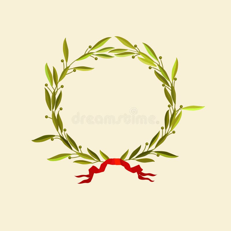 Vector illustration - laurel wreath with red ribbon. Vector illustration - laurel wreath with red ribbon