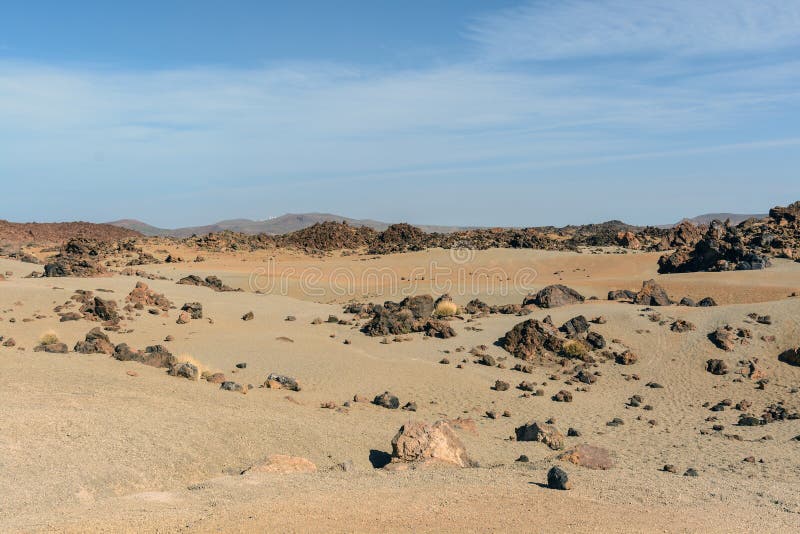Ландшафт вулкана с поверхностью луны в национальном парке El Teide на Тенерифе в Испании стоковые изображения rf Ландшафт вулкана с поверхностью луны в национальном парке El Teide на Тенерифе в Испании стоковые изображения rf