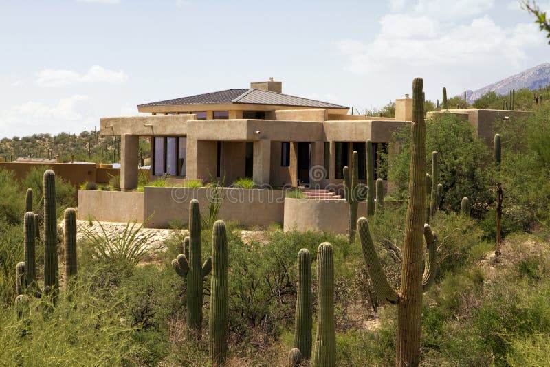 Scenic desert landscape at Arizona golf course with luxury homes, cactus, native bushes, mountains and rocks. Scenic desert landscape at Arizona golf course with luxury homes, cactus, native bushes, mountains and rocks.