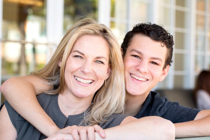 Portrait of a Latin mother and teenage son. Portrait of a Latin mother and teenage son.