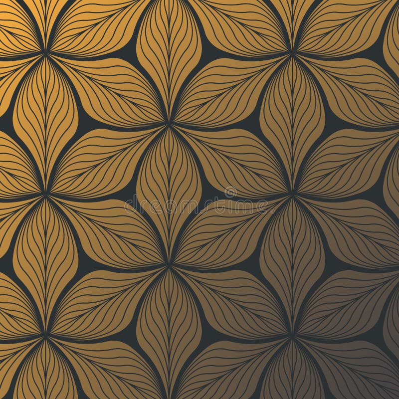 Linear vector pattern, repeating abstract gold leaves on dark background, linear of leaf or flower, floral. graphic clean design for fabric, event, wallpaper etc. pattern is on swatches panel. Linear vector pattern, repeating abstract gold leaves on dark background, linear of leaf or flower, floral. graphic clean design for fabric, event, wallpaper etc. pattern is on swatches panel.