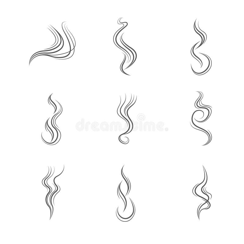 Smoke lines vector set. Smoke line, flow smoke, abstraction smoke smooth illustration. Smoke lines vector set. Smoke line, flow smoke, abstraction smoke smooth illustration