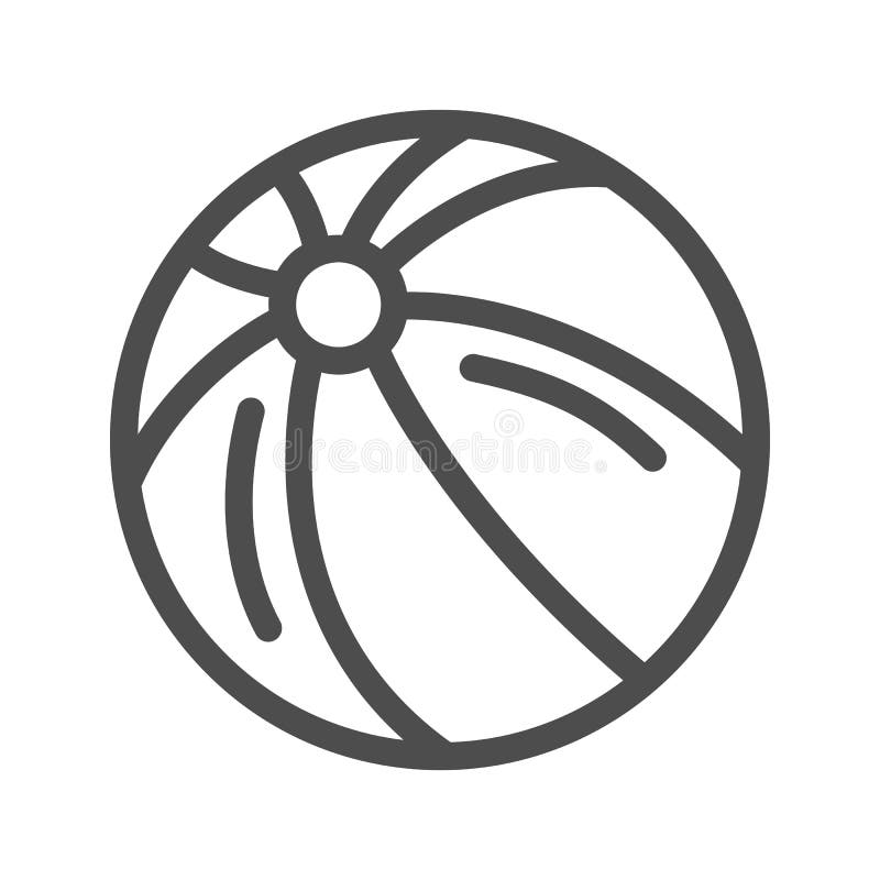 Линия знак мяча beachball концепции игрушек детей значка на значке мяча белых детей фона полосатых в стиле плана иллюстрация вектора