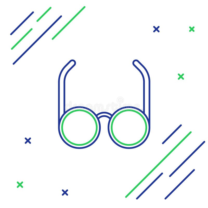 Линия значок в изоляции на белом фоне очки. Символ eyeglass рамки. Красочная концепция плана. Вектор иллюстрация штока