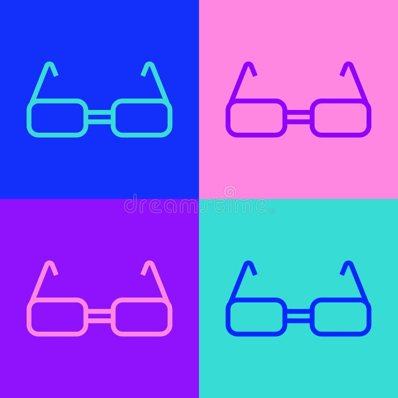 Линия значок искусства pop очков в изоляции на фоне цветов. Символ eyeglass рамки. Вектор бесплатная иллюстрация