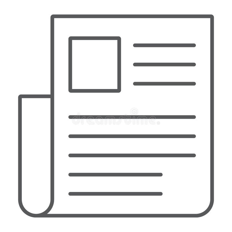 Линия значок, новости и информационый бюллетень газеты тонкая иллюстрация штока