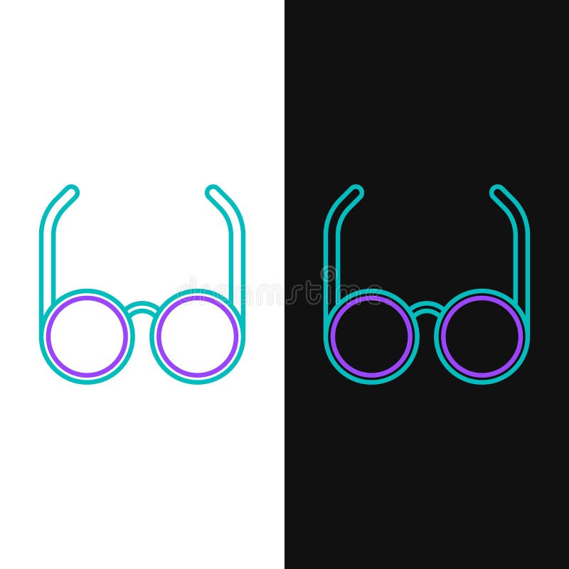 Линия значок очков в изоляции на белом и черном фоне. Символ eyeglass рамки. Красочная концепция плана. Вектор. бесплатная иллюстрация