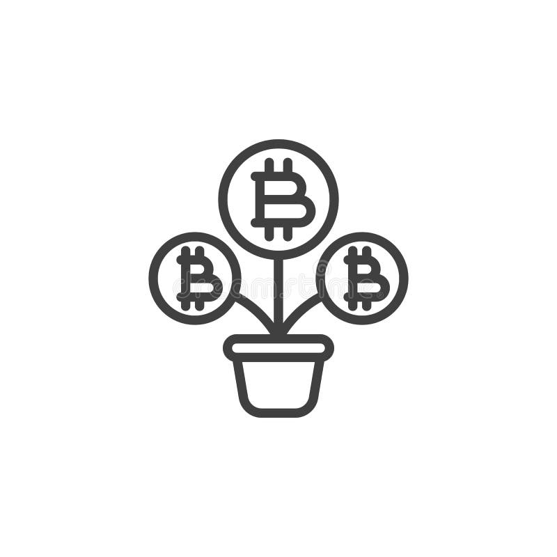 Линия значок роста bitcoin иллюстрация штока