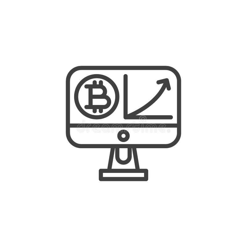 Линия значок цифры роста bitcoin иллюстрация штока