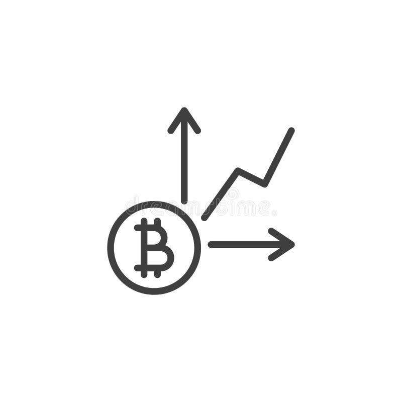 Линия значок цифры роста bitcoin иллюстрация штока