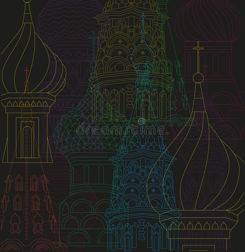 Линия ноча вектора города Москвы иллюстрации чертежа бесплатная иллюстрация Линия ноча вектора города Москвы иллюстрации чертежа бесплатная иллюстрация