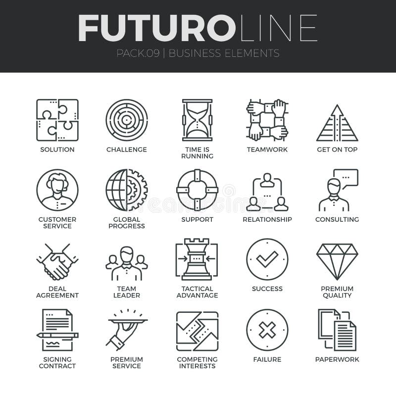 Modern thin line icons set of doing business elements, solution for clients. Premium quality outline symbol collection. Simple mono linear pictogram pack. Stroke vector logo concept for web graphics. Modern thin line icons set of doing business elements, solution for clients. Premium quality outline symbol collection. Simple mono linear pictogram pack. Stroke vector logo concept for web graphics.