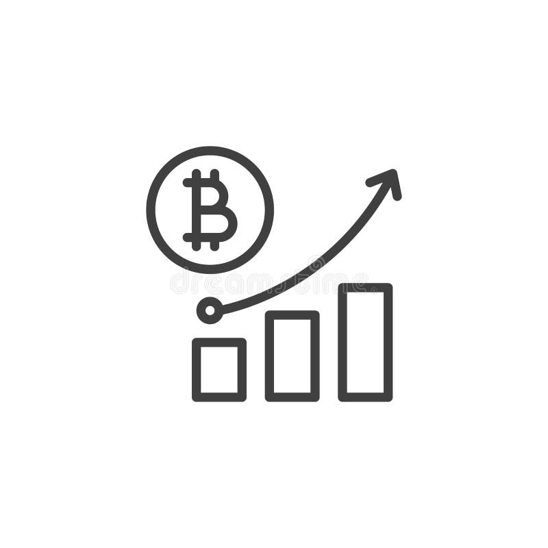 Линия цифры значок роста bitcoin иллюстрация штока