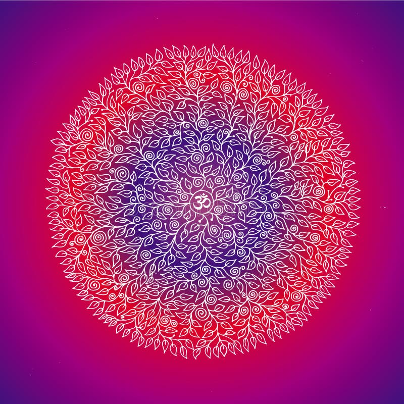 Листья мандалы 1000 на красочной предпосылке В середине знак Aum/Om/ом духовный символ стоковые изображения rf Листья мандалы 1000 на красочной предпосылке В середине знак Aum/Om/ом духовный символ стоковые изображения rf