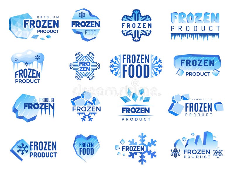 Логотип продукции Ice замороженные продукты бизнес идентичность синий векторные холодные графические элементы иллюстрация вектора