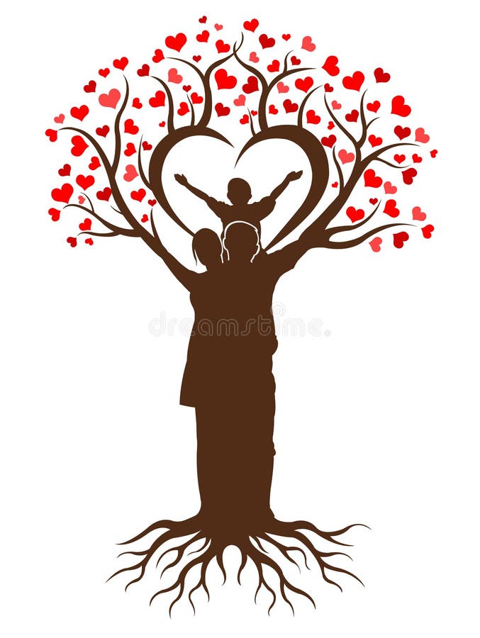 логотип семейства и корней. дерево семейного сердца.