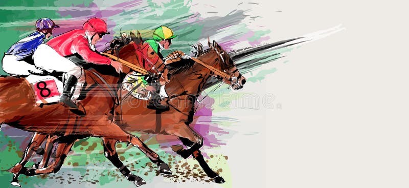 Horse racing over grunge background - Vector illustration. Horse racing over grunge background - Vector illustration