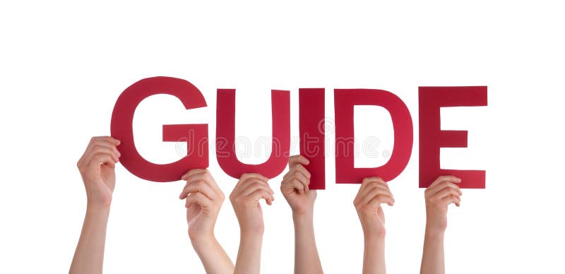 Many People Holding the red Word Guide, Isolated. Many People Holding the red Word Guide, Isolated