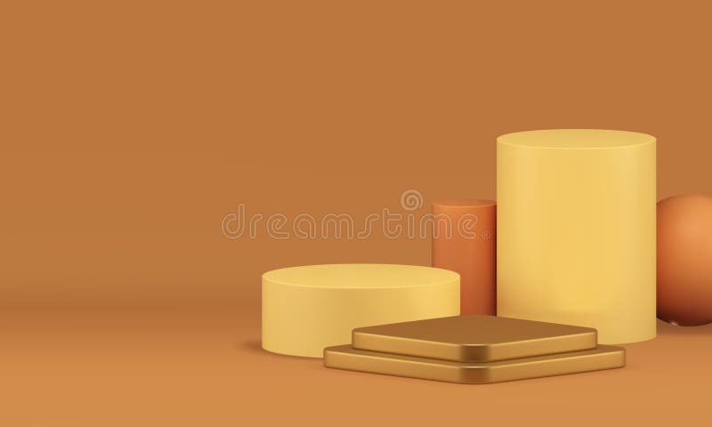люксовый бежевый 3d пьедестал подиум с цилиндровой сферой настенный реалистичный вектор иллюстрация вектора