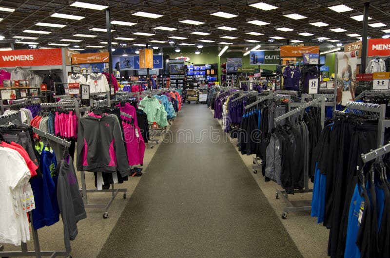 Lots of winter outdoor sport clothing in Sports Authority store near Seattle. Lots of winter outdoor sport clothing in Sports Authority store near Seattle.