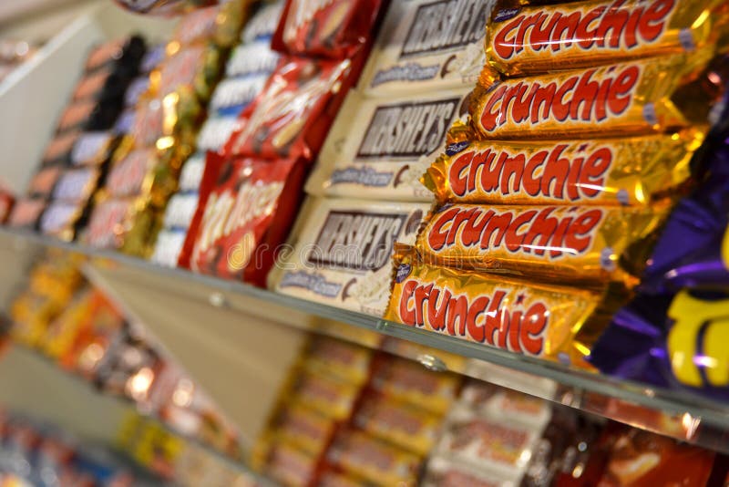 Colorful chocolate bars in a candy store. Colorful chocolate bars in a candy store