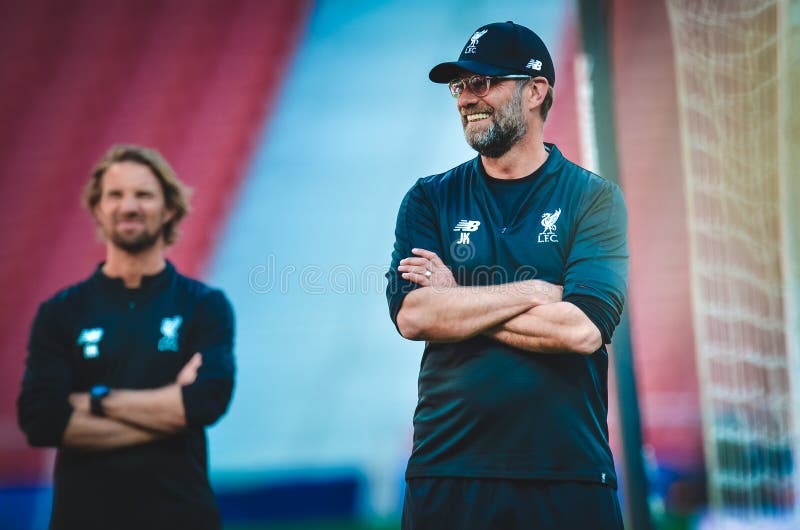Мадрид, Испания - 1-ОЕ МАЯ 2019: Jurgen Klopp во время финального матча 2019 лиги чемпионов UEFA между FC Ливерпулем против Totte стоковые фото