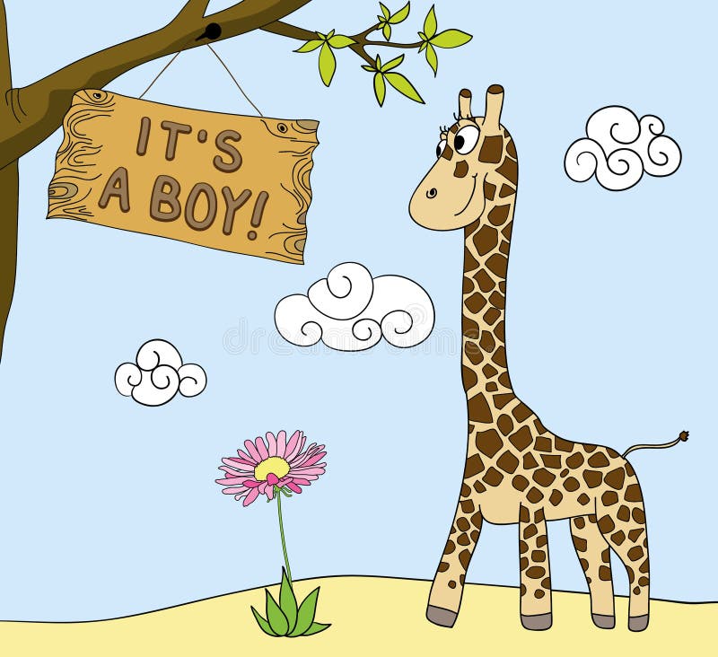 Giraffe and announcement of boy arrival. Giraffe and announcement of boy arrival
