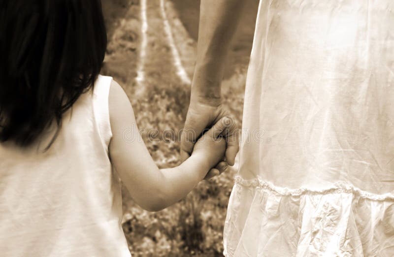 Mom with daughter on a countryroad. Mom with daughter on a countryroad