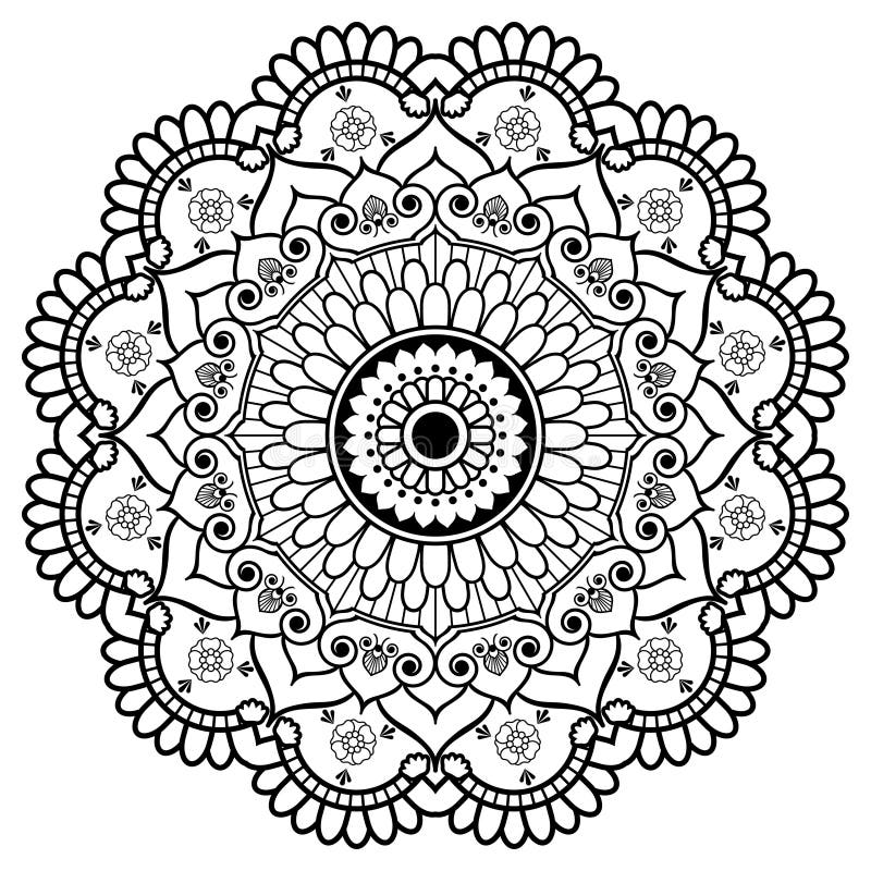 Мандала элемента индийской хны Mehndi флористическая для tatoo или карточки иллюстрация штока Мандала элемента индийской хны Mehndi флористическая для tatoo или карточки иллюстрация штока