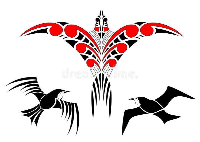 Маорийские дизайны птицы Koru с Tui