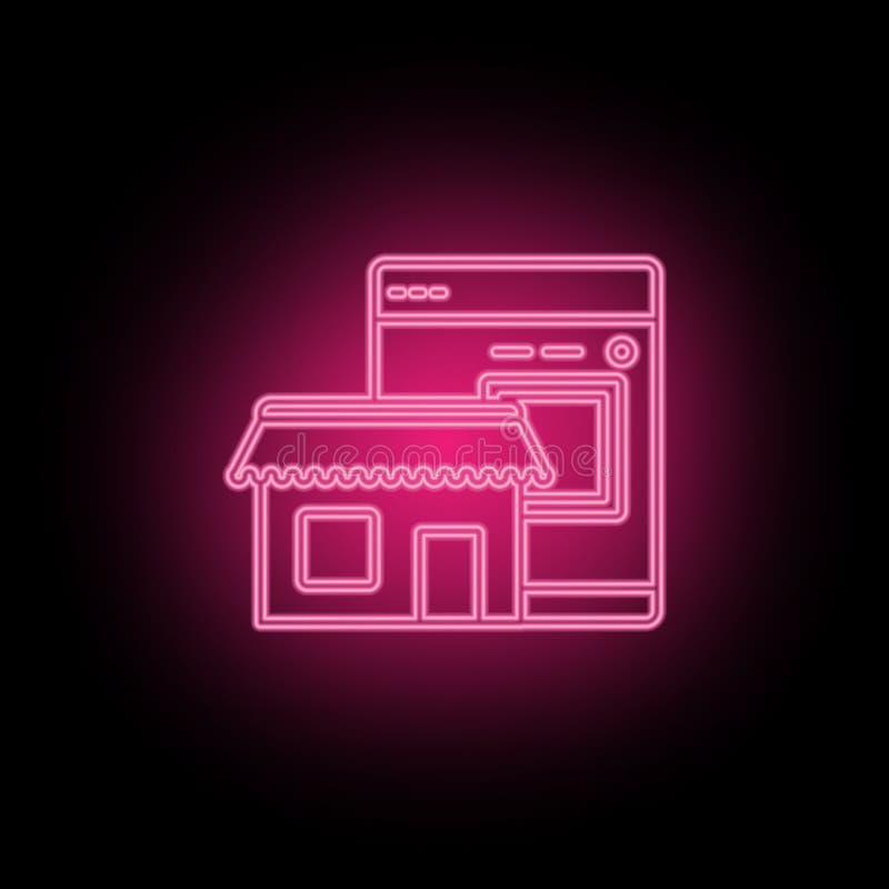 Маркетинг, ходя по магазинам неоновый значок можно использовать для того чтобы проиллюстрировать темы об оптимизировании SEO, ана иллюстрация вектора