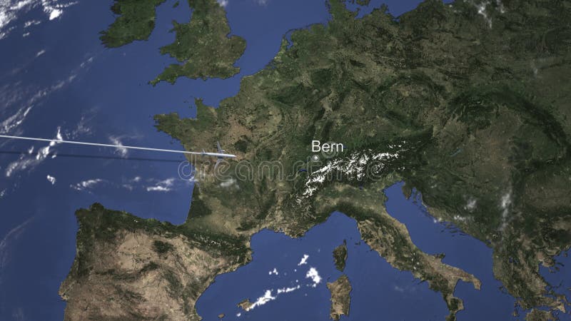 Маршрут коммерчески плоского летания к Bern, Швейцарии на карте r бесплатная иллюстрация Маршрут коммерчески плоского летания к Bern, Швейцарии на карте r бесплатная иллюстрация