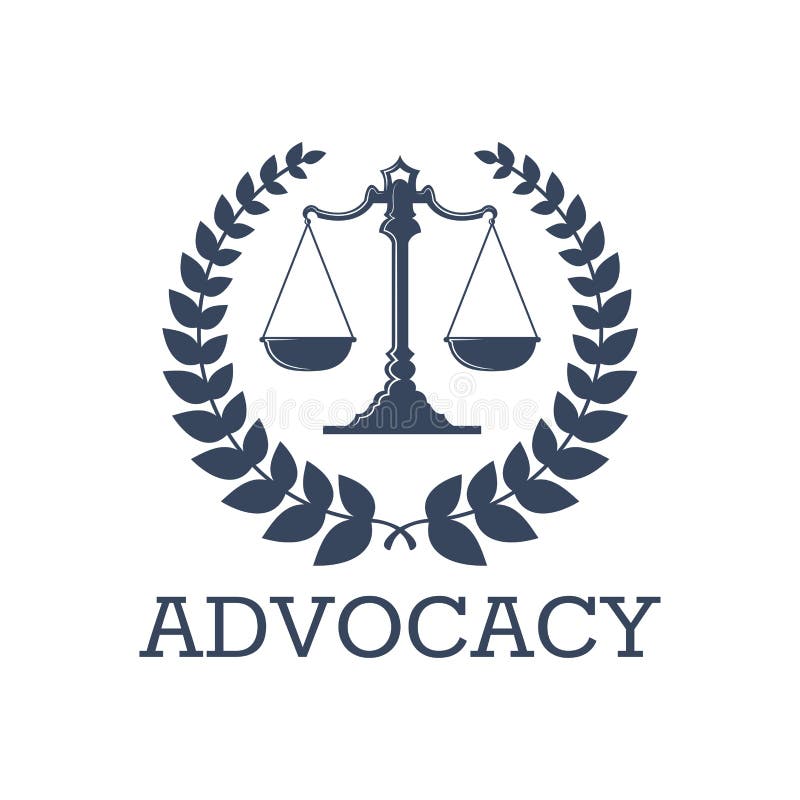 Juridical icon or advocacy vector emblem with Justice Scales and laurel wreath symbol for advocate or attorney office. Vector isolated badge for law counsel, prosecutor or lawyer and barrister notary company. Juridical icon or advocacy vector emblem with Justice Scales and laurel wreath symbol for advocate or attorney office. Vector isolated badge for law counsel, prosecutor or lawyer and barrister notary company