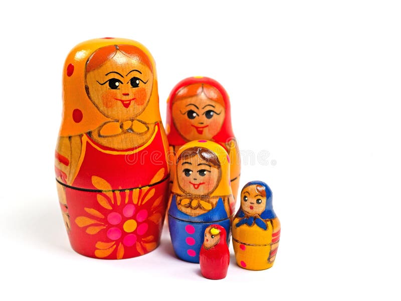 Матрёшка деревянные куклы, расписанные вручную стоковое изображение