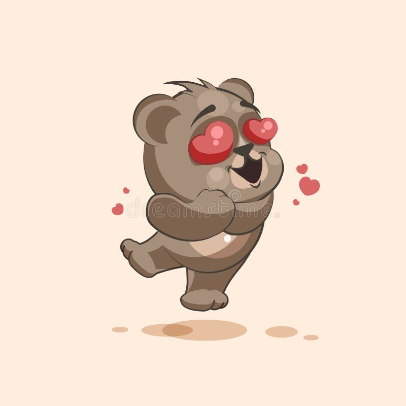Медведь шаржа характера Emoji в летании влюбленности с смайликом стикера сердец иллюстрация штока Медведь шаржа характера Emoji в летании влюбленности с смайликом стикера сердец иллюстрация штока