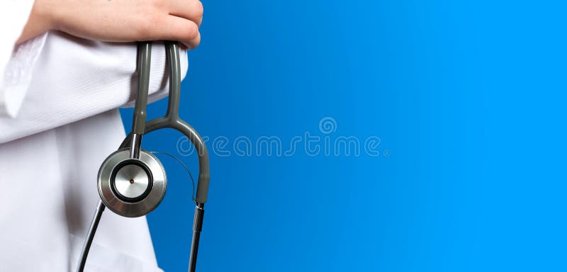 Medical blue background doctor with a stethoscope. Medical blue background doctor with a stethoscope